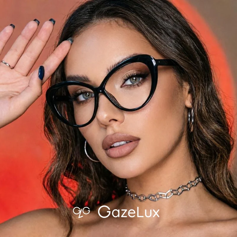 

Gazelux Women Prescription Optical Eyeglasses, Butterfly Black Modern Fashion Trendy Glasses Frame, Progressive Lenses Reading