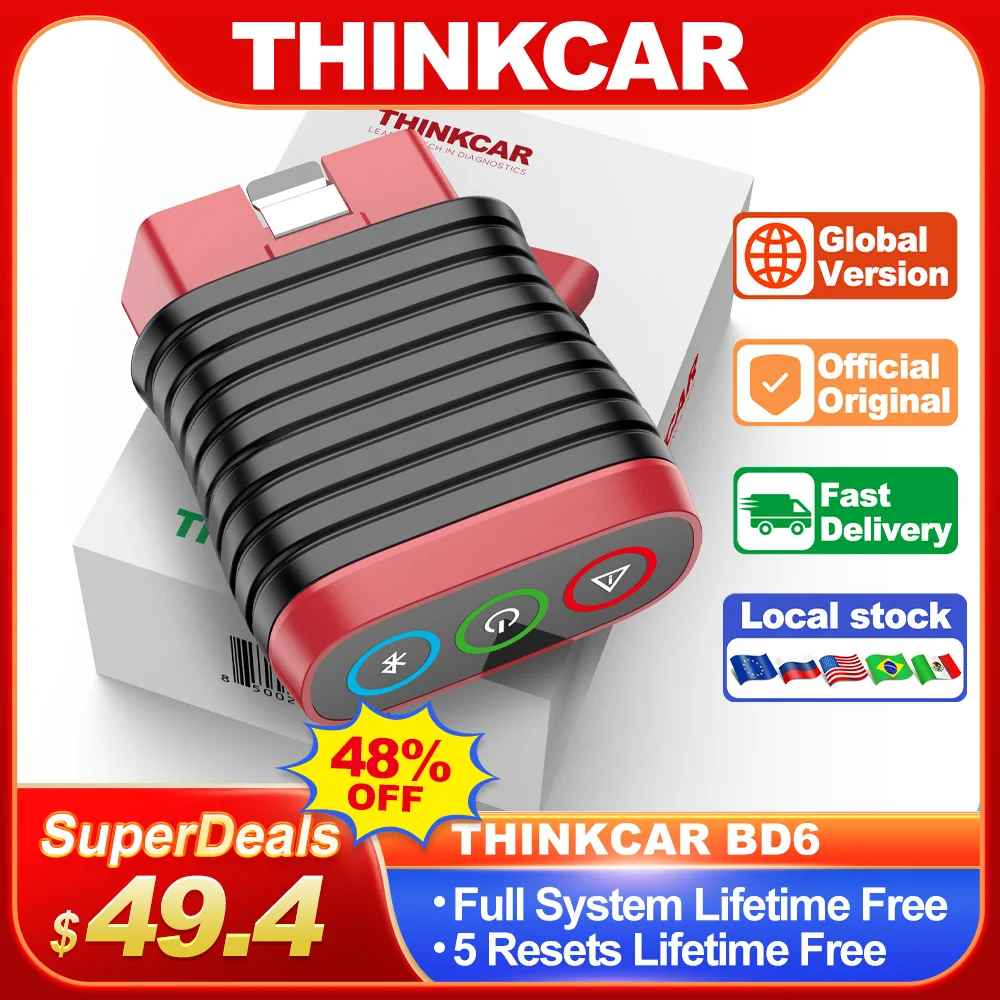 

Сканер THINKCAR BD6 OBD2 для диагностики всего автомобиля, устройство для сброса избыточного давления и тормоза, с приложением THINKDIAG