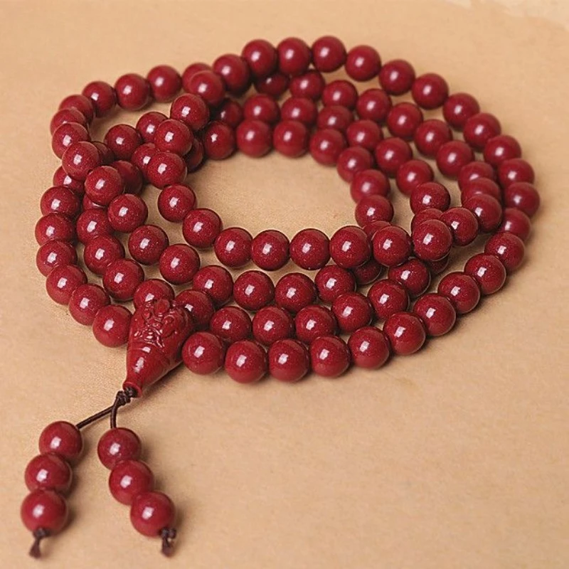 108 Buddha Bead Cinnabar Bracelet Men's and Women's Multi-circle Bracelet Sweater Chain