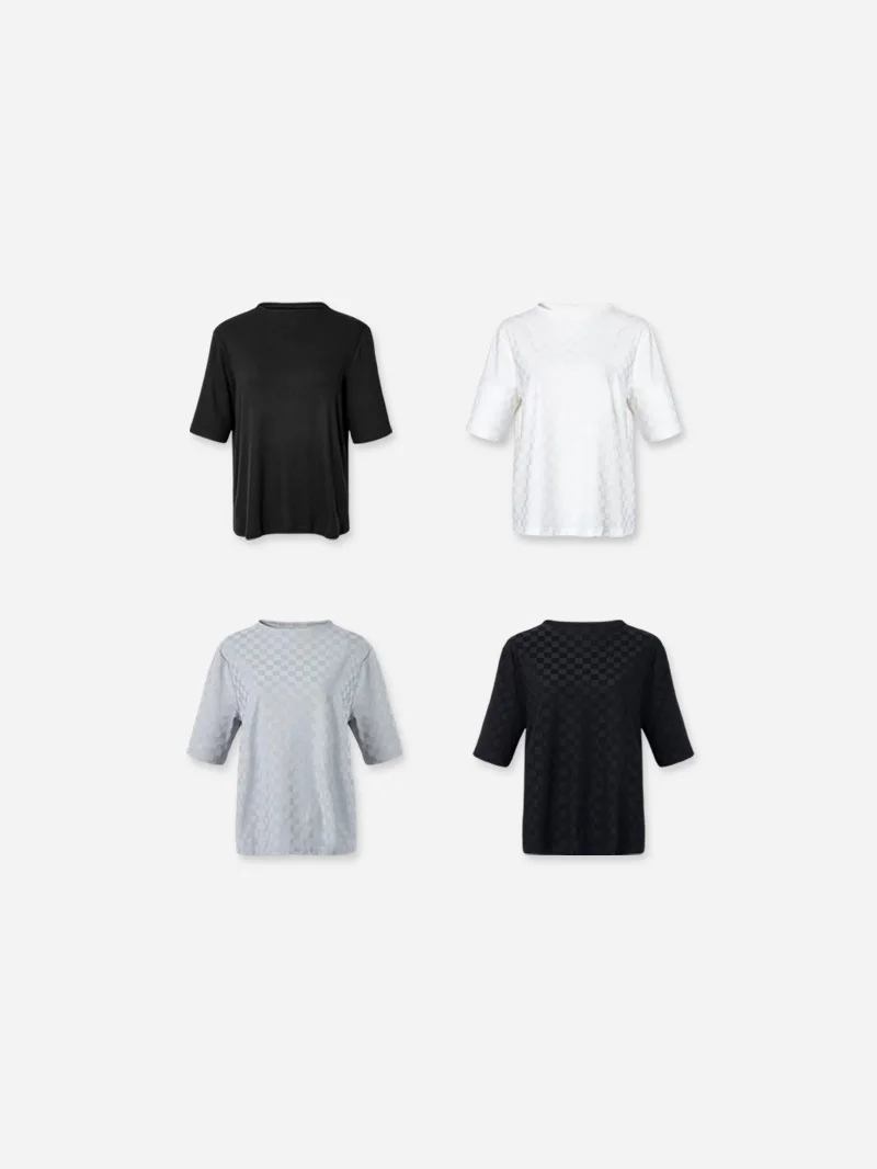 

Comfortable Slimming Mid-Sleeve Stand Collar T-Shirt for plus Size Women by April 9th Breathable Skin-Friendly Spring Summer Top