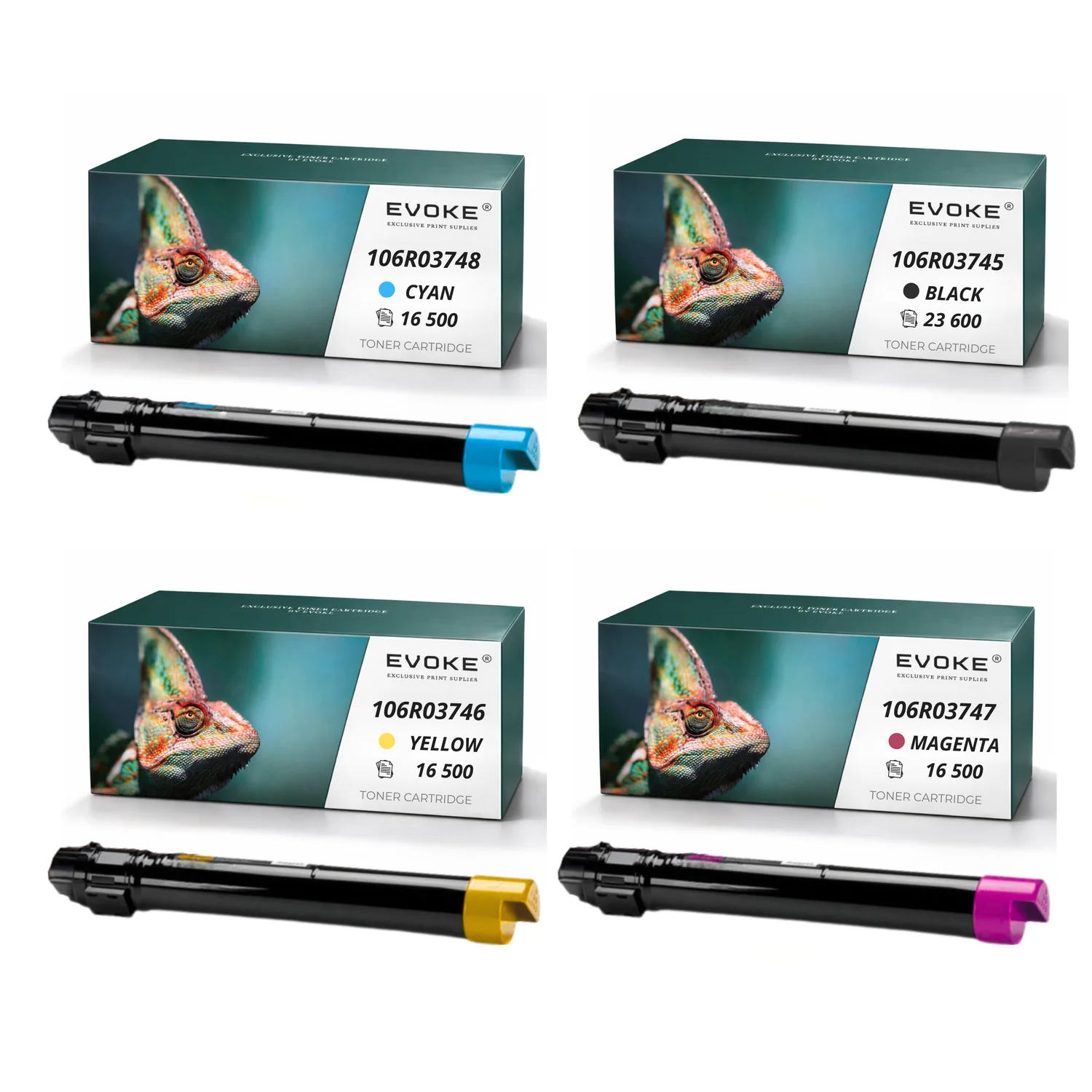 Evoke compatibele toner voor Xerox Versalink C7020 C7025 C7030 106R03745 4X Cmyk: Zwart, Cyaan, Magenta, Geel 73100 pagina's Versalink C7020 C7020Dn C7025 C7025Dx C7030