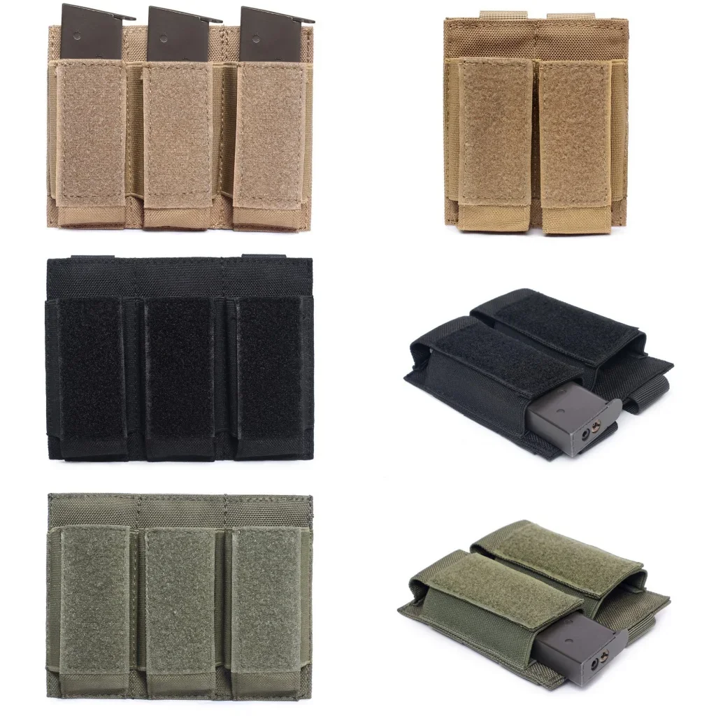 

Molle Double Triple 9MM Magazine Pouch Flashlight Holder EDC Waist Bag Toy Gun Pistol Mag Holster Vest Bags