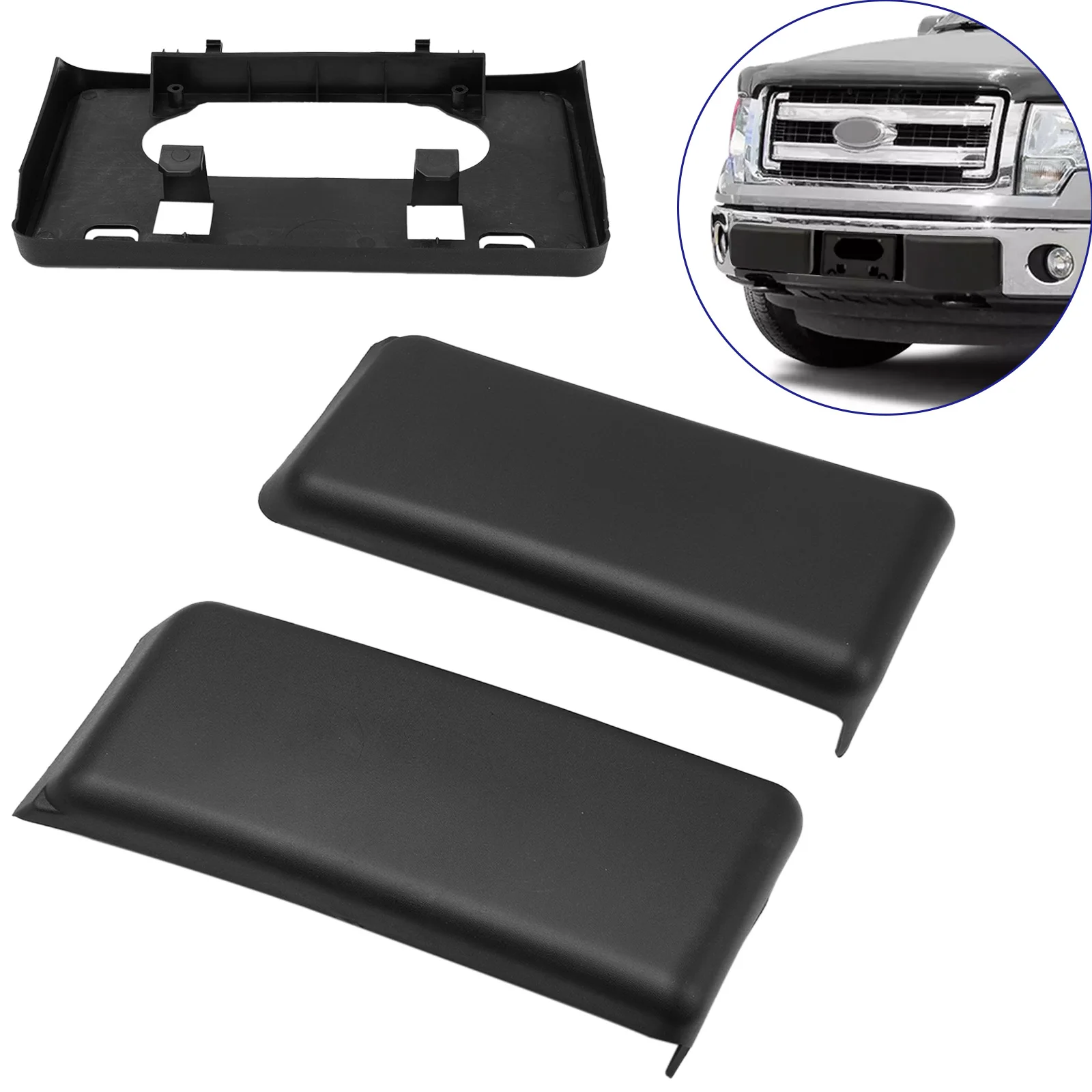 

Для Ford F150 2009-2014 Защитная крышка переднего бампера, комплект кронштейнов для номерного знака, монтажный держатель для рамки номерного знака, вставки для бампера, крышка