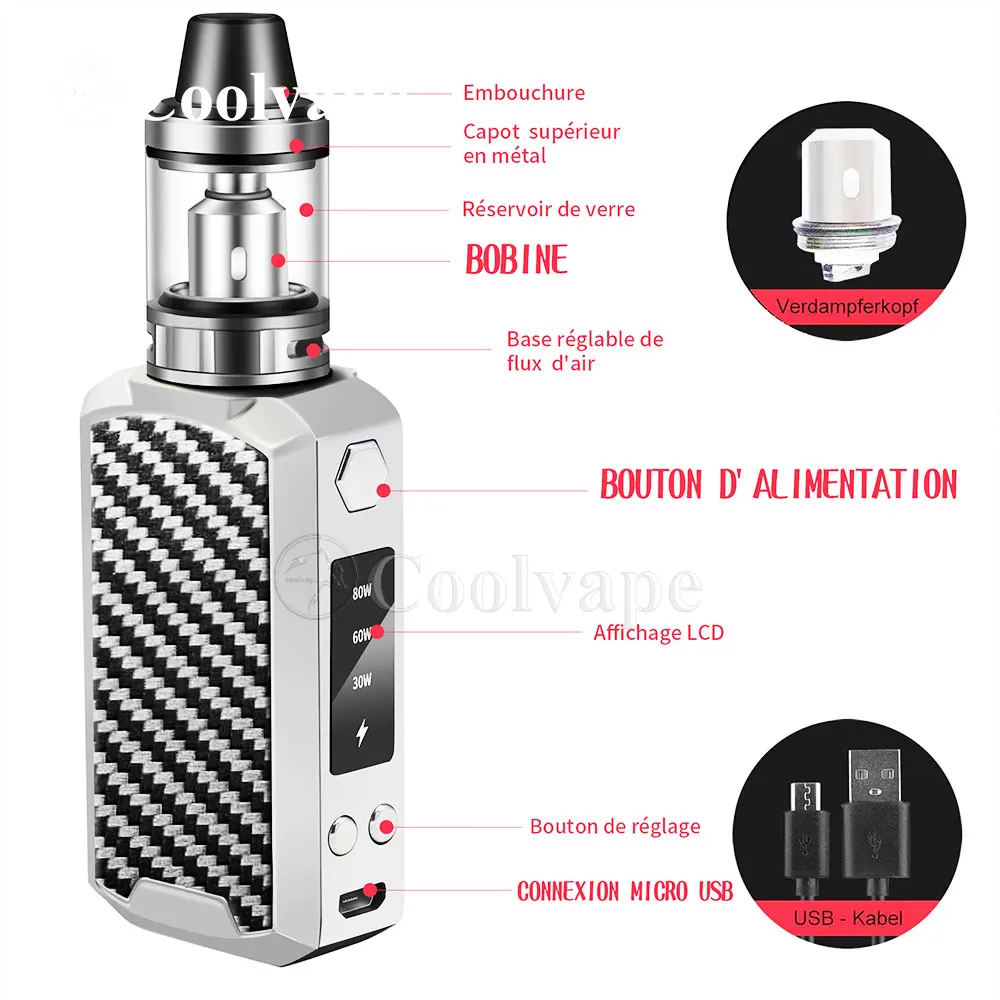 Wolfcoolvape Bobine Vape di ricambio 0,3ohm per serbatoio di sigaretta elettronica 80W/120W Box Mod Kit 5/10/15/20PCS Accessori per testa bobina