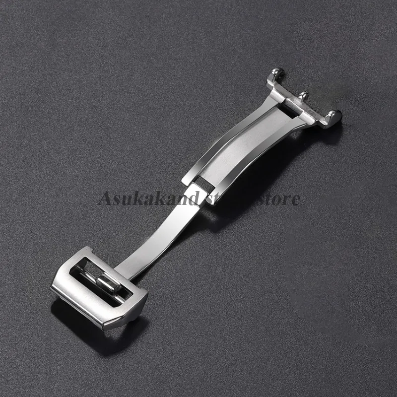 18 مللي متر الفولاذ المقاوم للصدأ للطي مشبك ل IWC الطيار مارك البرتغالية مشبك ساعة المطاط النايلون حلقة من جلد نشر المشبك زر