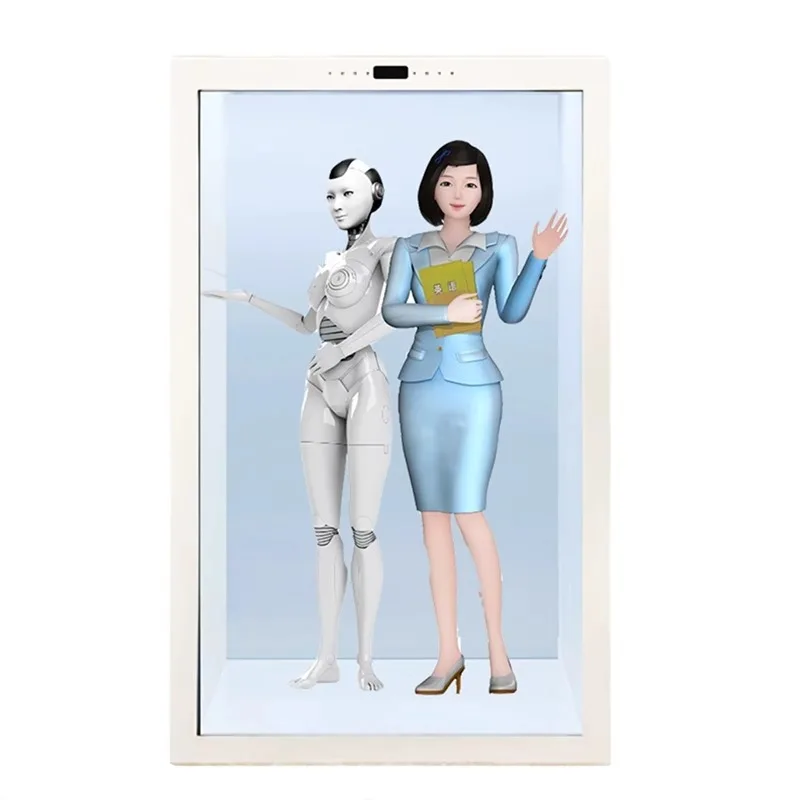 Ai digital human narrator vertical full screen virtual floor type front desk welcome voice interaction large screen all-in-one