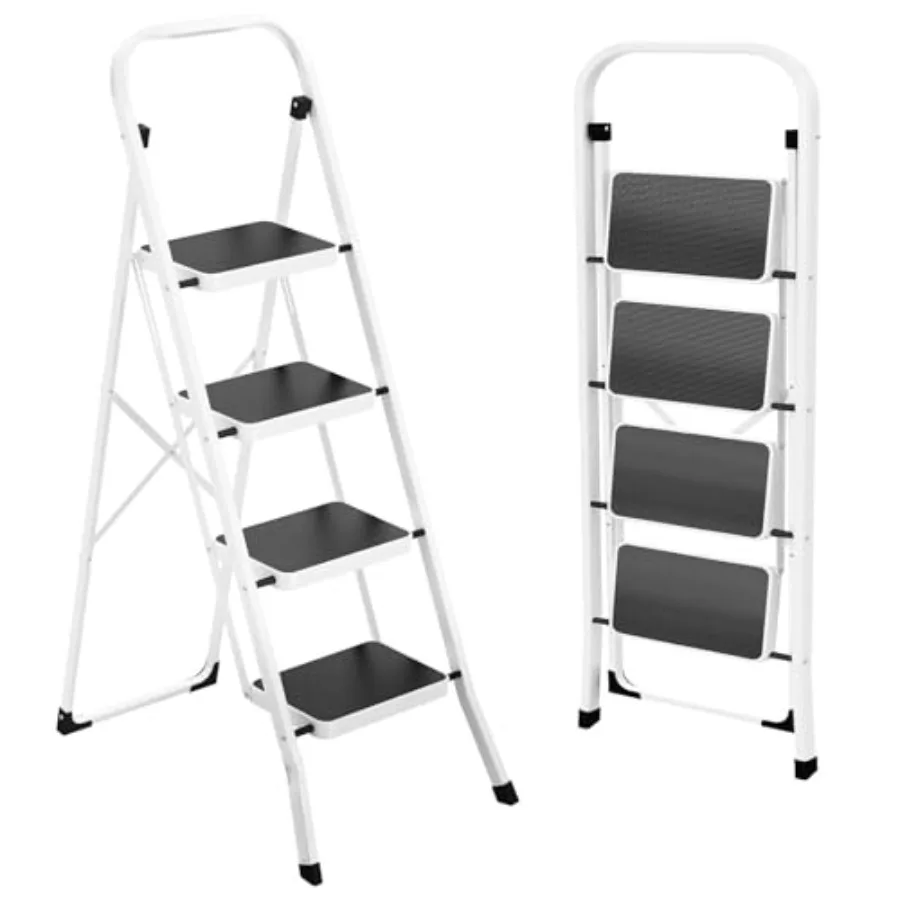 

Step Ladder, Folding Step Stool for Adults with Anti-Slip Pedal, 330 lbs Capacity for Kitchen, Home, White