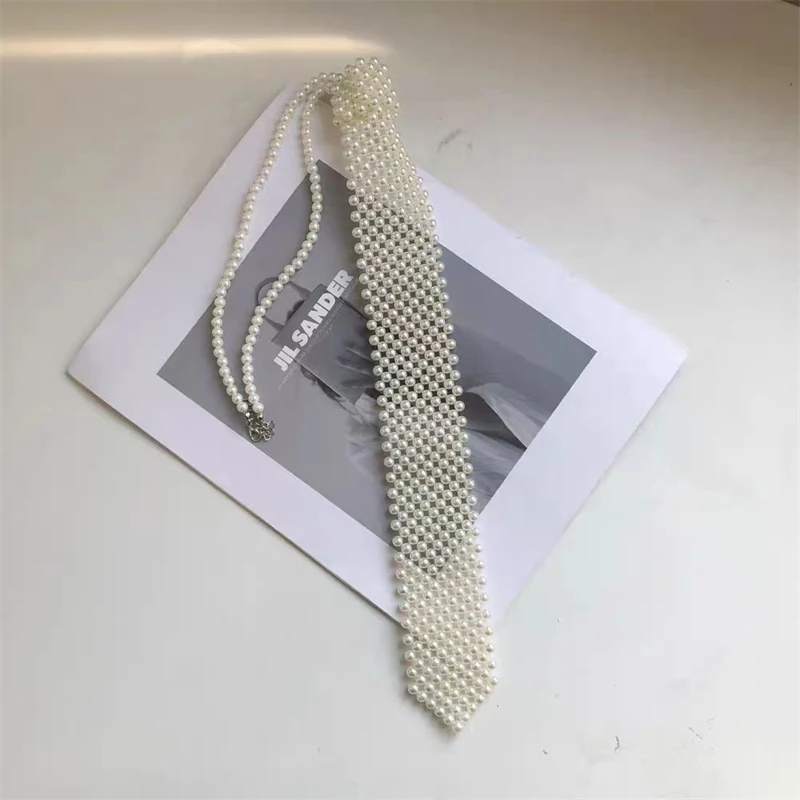 Handgefertigte DIY-Kleidung und Accessoires, Perlen-Halskette für Damen, Vintage-Stil, französischer Stil, Perlen-Krawatte, Hemd, Blazer, галстук – Detail 7