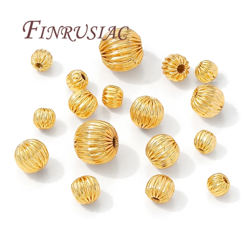 4mm-8mm 18K Gold Plated Spacer Beads For Jewelry Making,Corrugated Round Bead,Separators For Beads,DIY Bracelets Accessories
