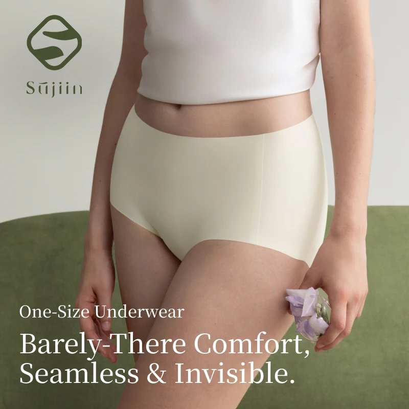 

SUJIIN No Show Underwear for Women Seamless Mid Waist Invisibles Panties Ladies Comfortable Breathable Panties Woman 2025 XN024