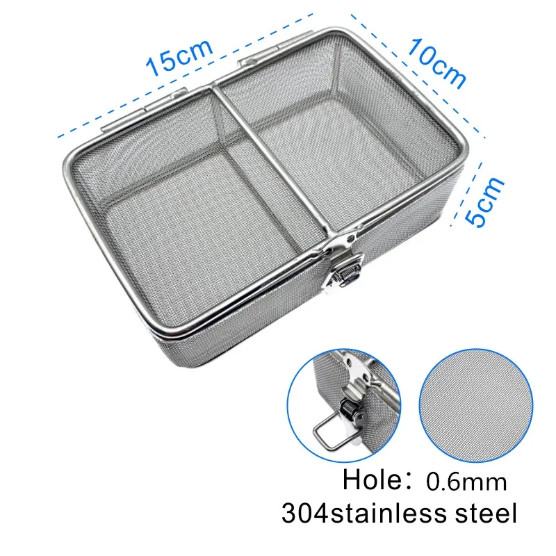 Sterilizing Basket with Lid Stainless Steel Sterilization Disinfection Net Basket Surgical Operating Instrument Autoclave