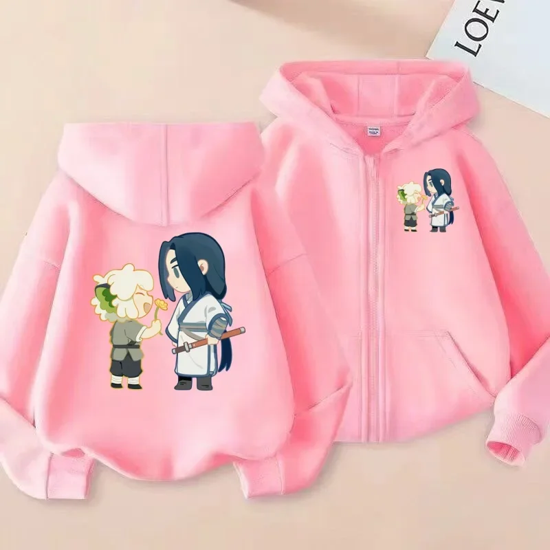 سويت شيرت بسحاب للأطفال Q-Version بغطاء للرأس مطبوع عليه الرسوم المتحركة، بلوزة متعددة الاستخدامات للأولاد والبنات #5