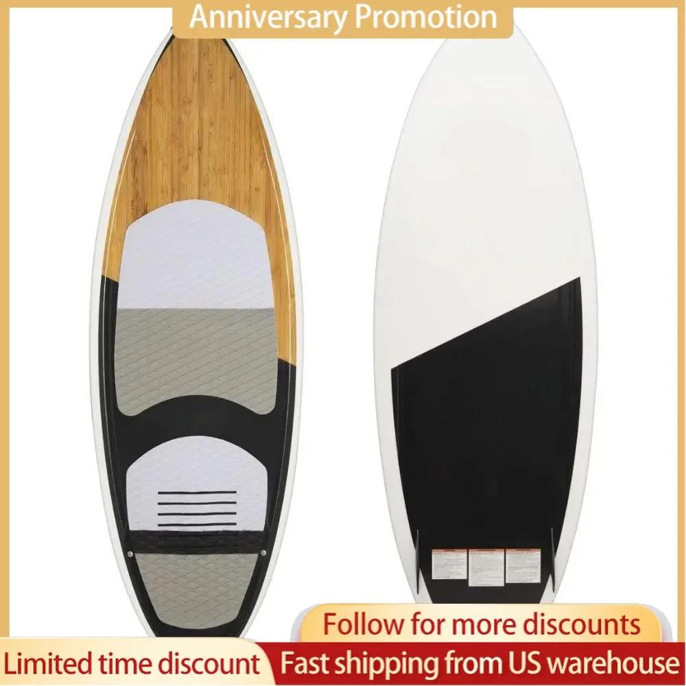 Surf Board, 63"x20.5" Wakesurfer Compression Molded Fiberglass Board with Dual Hook Grooves, Acrylic Surfboard