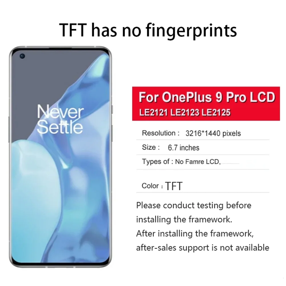 6.7 inches TFT Display For Oneplus 9 Pro LCD Screen Touch Digitizer Assembly For 1+9 Pro LE2121 LE2125 LE2123 LE2120 LCD Display