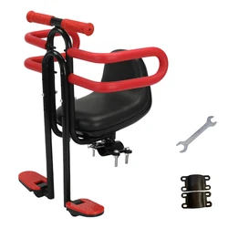 Front Toddler Bike Seat Front Mounted Children Safety Seat with Fence and Footrest