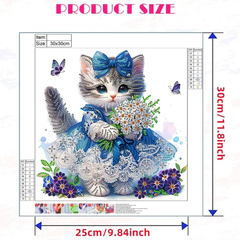 GATYZTORY 5D DIY Diamond Painting Partial Special Shaped Drill Diamond Painting Kit Cat Aniaml Home Decoration