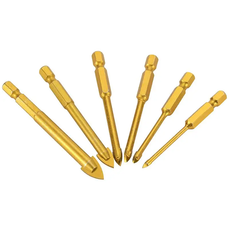 

6Pcs Glass Drill Bits Set Tile Ceramic Drilling Set 3/4/5/6/8/10Mm With 1/4Inch Hex Shank For Porcelain Marble Mirror