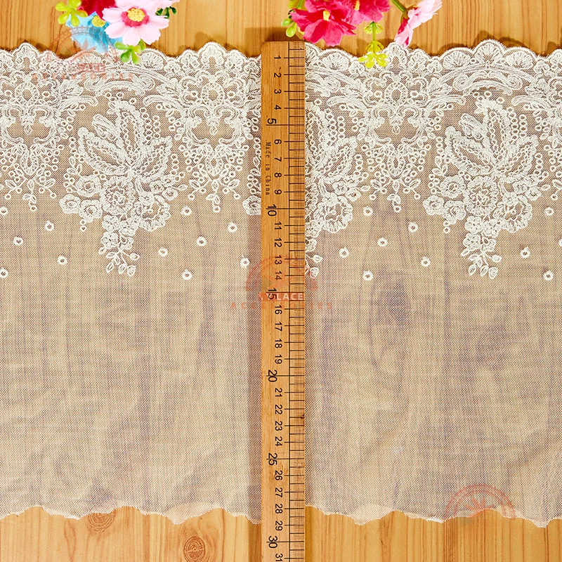 Wide Polyester Embroidered Sewing Ribbon, Guipure Lace Trim, Fabric Warp Knitting DIY Garment Accessories, Wedding Lace