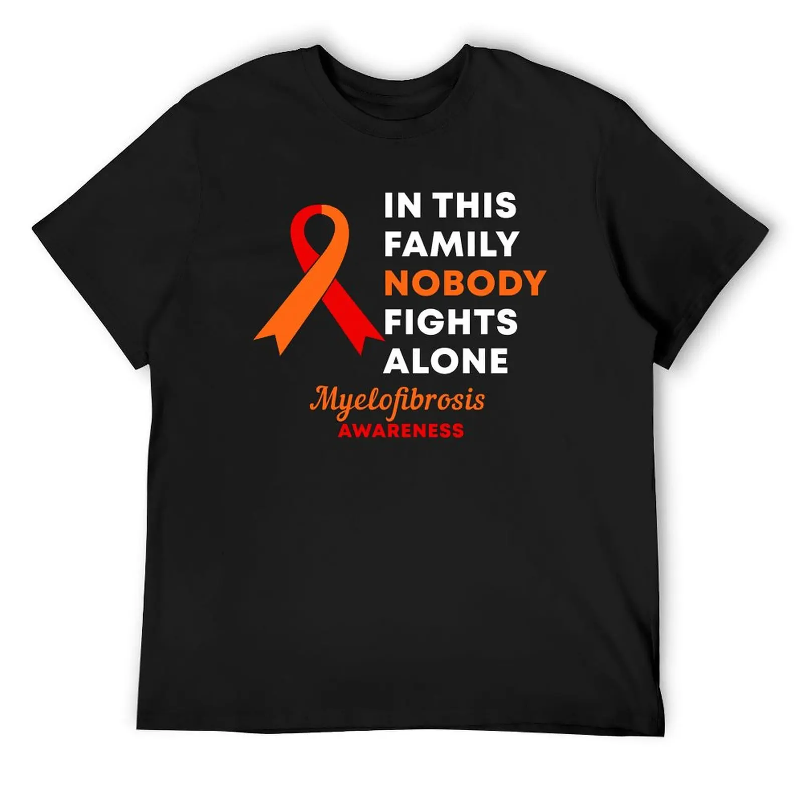 In This Family Nobody Fights Alone Myelofibrosis Awareness T-Shirt boys whites Aesthetic clothing mens funny t shirts