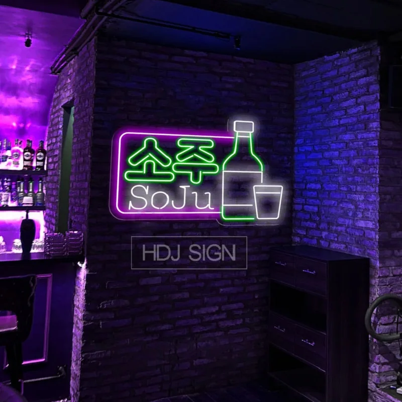 Tùy Chỉnh Hàn Quốc SOJU LED Neon Ký Itaewon Lớp Thanh Neon Dấu Hiệu Kinh Doanh Hiệu Hàn Quốc Thanh Ký Quán Rượu Câu Lạc Bộ Đèn Trang Trí trang Trí Treo Tường