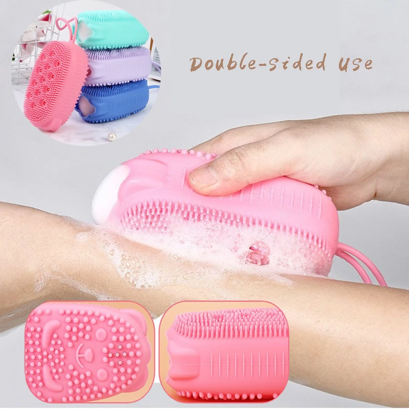 Spazzola doccia detergente spazzole da bagno Scrubber per il corpo uso su due lati massaggio in Silicone spazzole da bagno Relax accessori Spa per