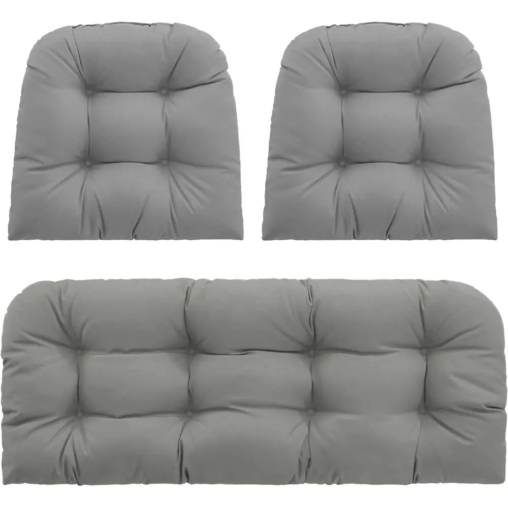 

Outdoor Wicker Chair Cushions Set o 3, Waterproo Wicker Cushion or Patio urniture, 1 Loveseat Cushion 44×22×4 inch and 2 U-Shape