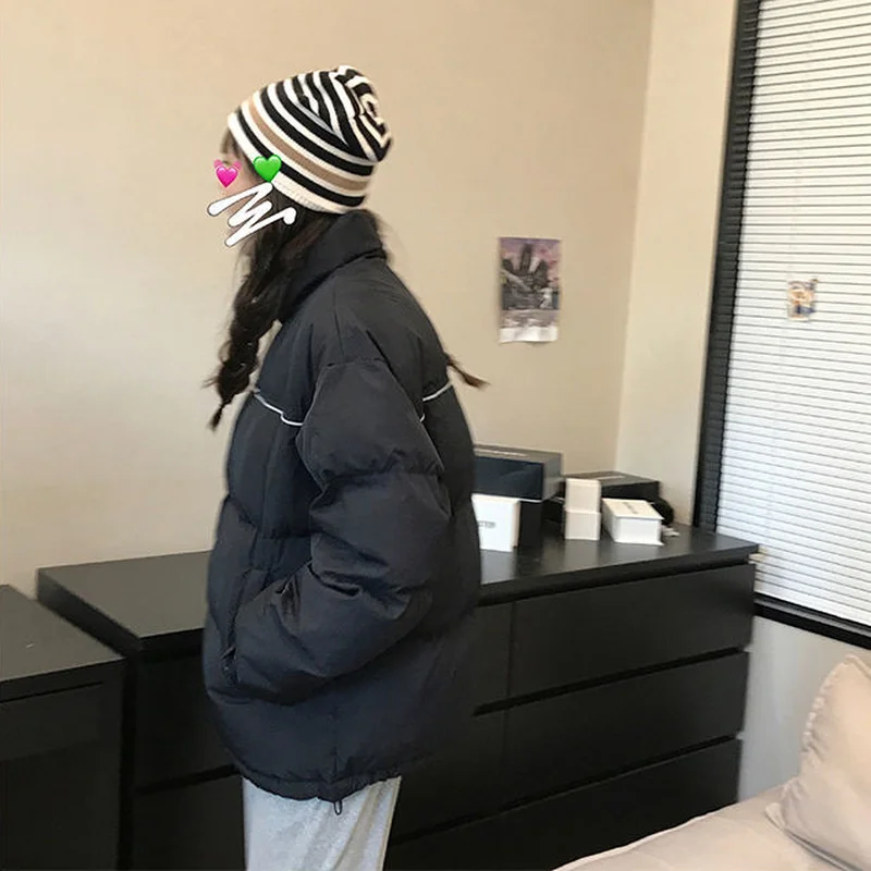 Parkas Women Winter New Korean Style Loose Casual Couples Outwear Warm Pockets Soft Fashion Mujer Simple Panelled All-match Ins