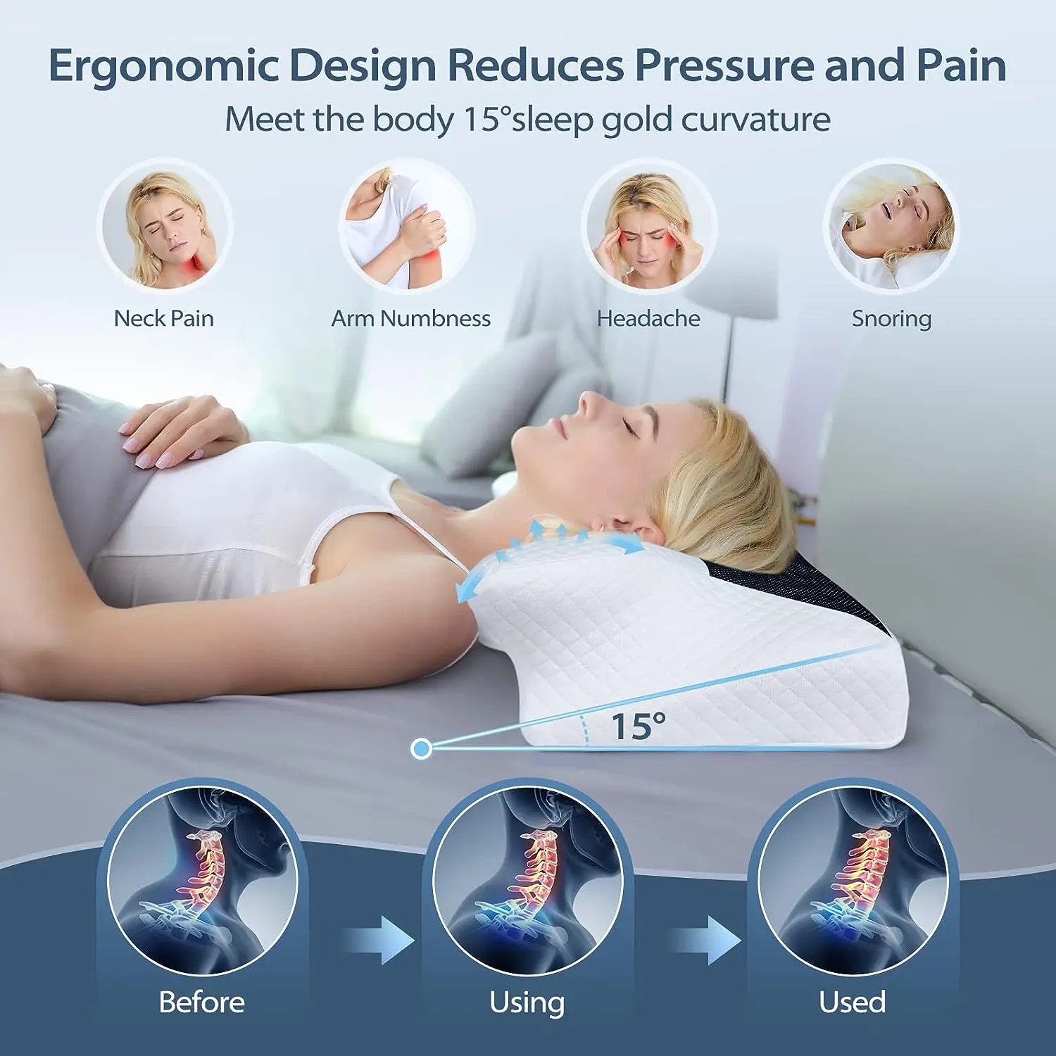 Cervical Memory Foam Bed Orthopedic Pillow Neck Pillows Slow Rebound Bedding Shaped Pillow Ergonomic Health Cervical Neck