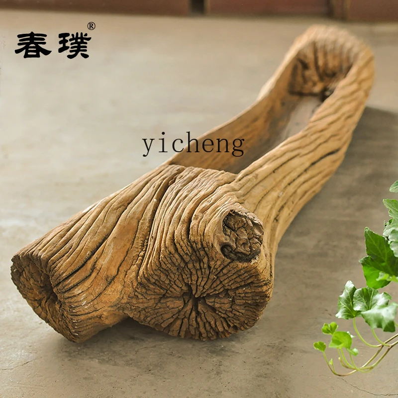 XL Old Wood Slot Flower Pot Head Weathered Texture Flower Slot Anti-Corrosion Wood Succulent Plant Flower Pot