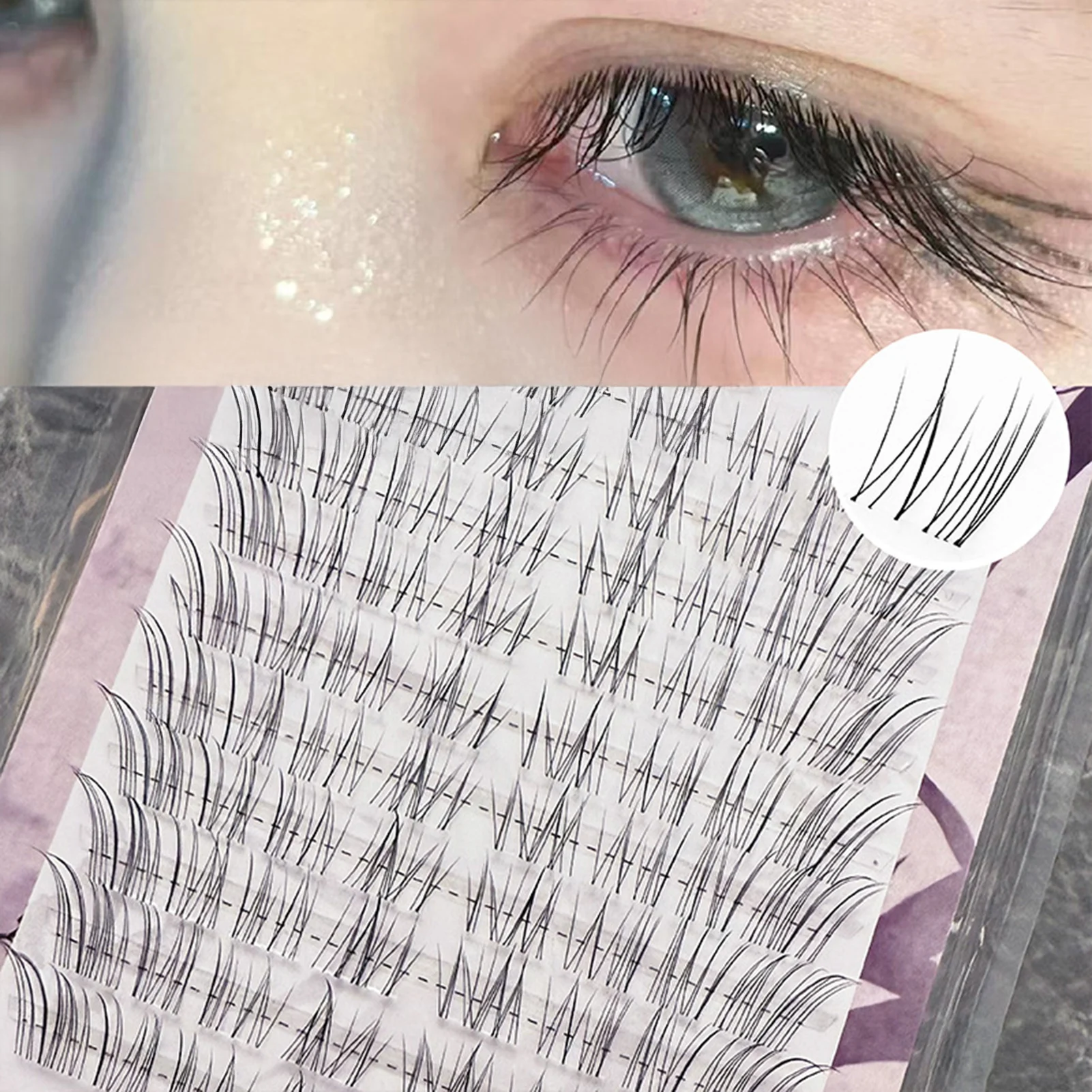 8-13 ミリメートル C カールつけまつげ 3D 透明幹透明幹下まつげエクステンションうっすらとしたクラスター DIY 偽まつげ
