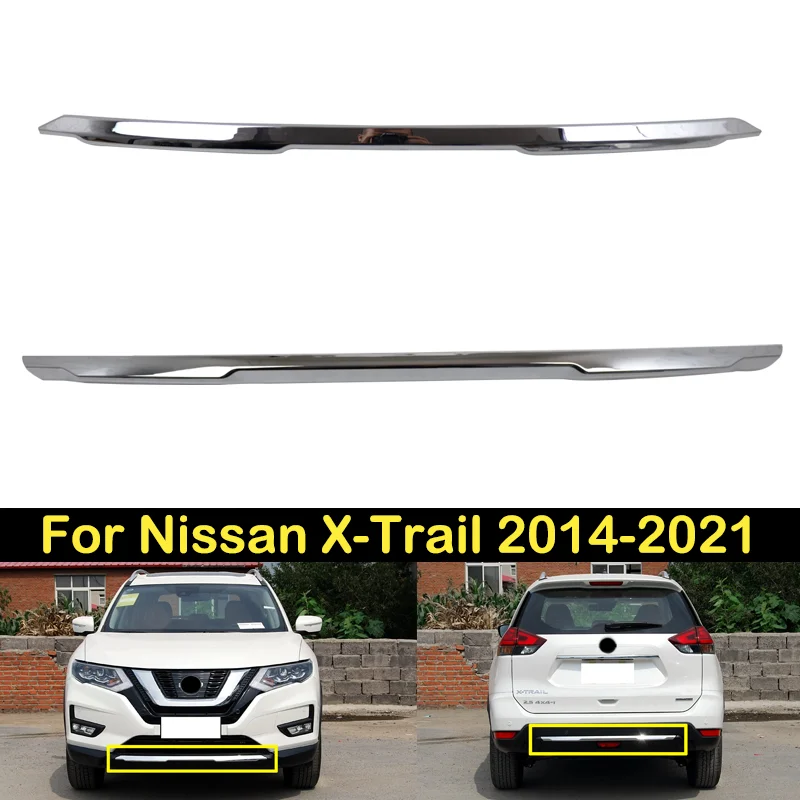 DECHO Front Bumper Trim Strip For Nissan X-Trail X Trail T32 2014-2021 Chrome-plated Protective Bumper Trim