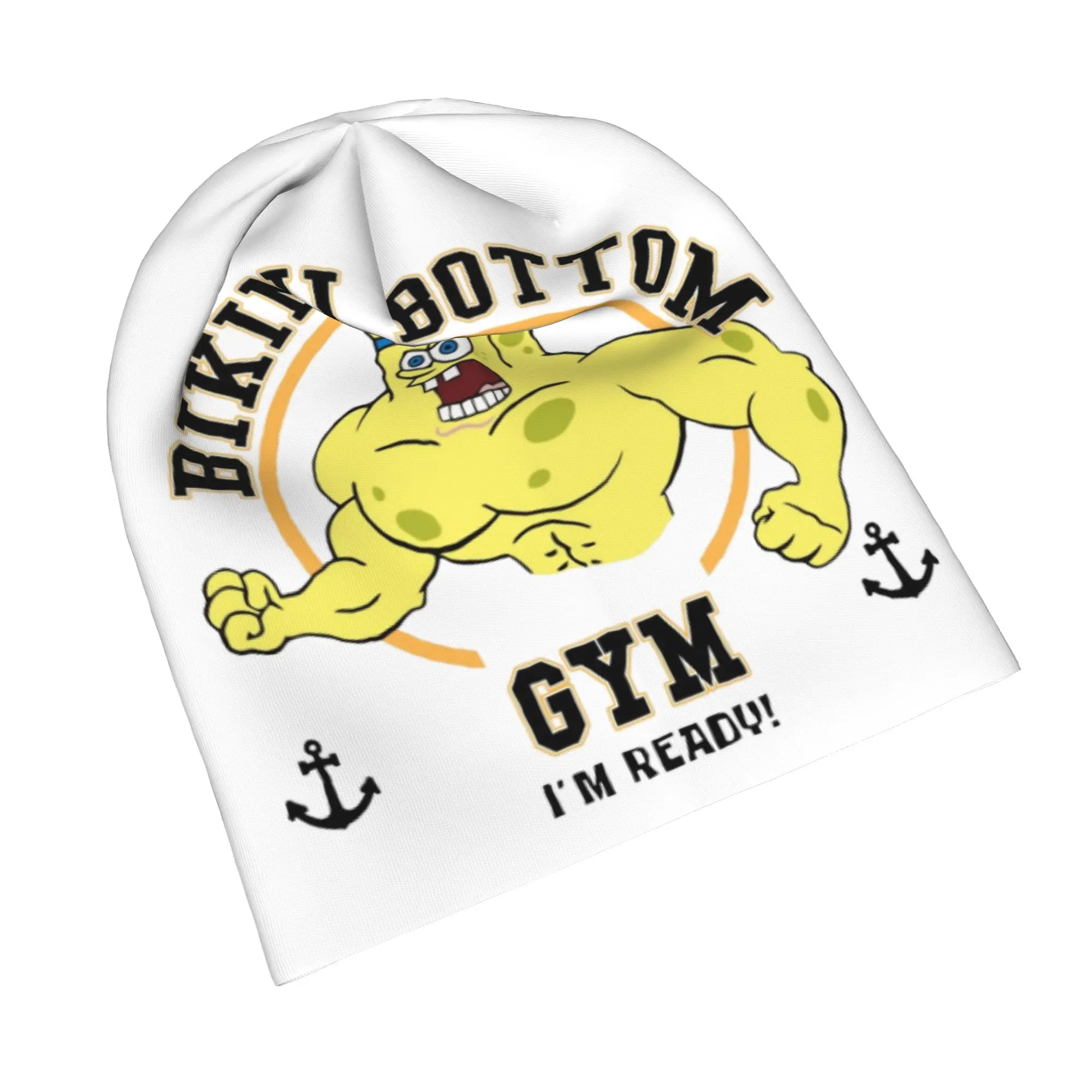Bikini Bottom Gym Spongebobed Cap  Goth Autumn Winter Outdoor Skullies Beanies Hats Spring Warm Dual-use Bonnet Knitted Hat