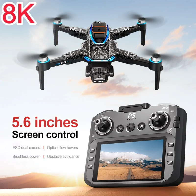 5.6in Optical Flow Hover Screen Remote Control Quadcopter 8K ESC Brushless Obstacle Avoidance Waypoint Flights WIFI FPV RC Drone