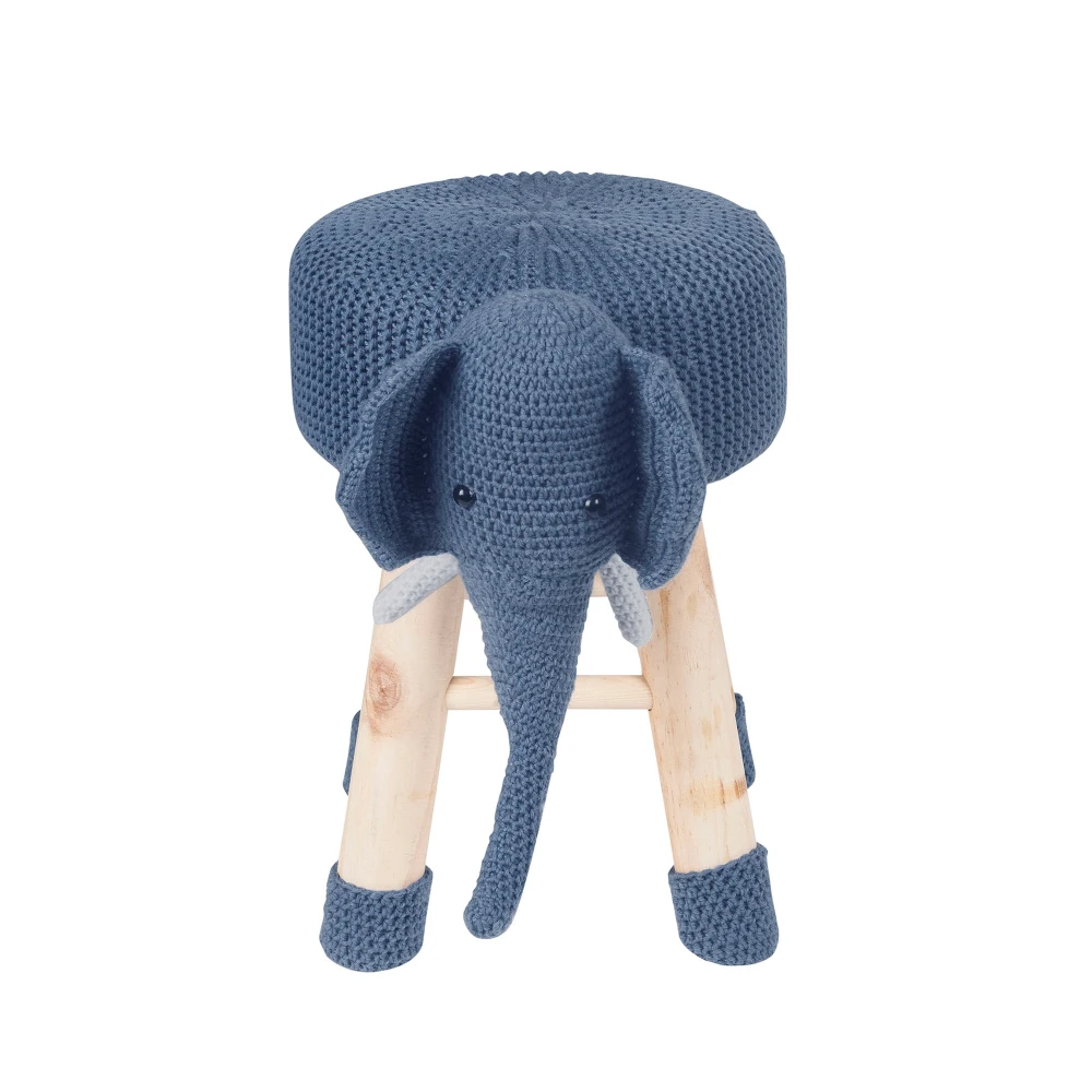 Cute Elephant-shaped Children's Footstool, Made with Durable Polyester Fabric and A Polyester Fiber Cushion, Featuring A Wooden Frame and Solid Pine Legs. Sturdy and Durable, This Lively and Portable Chair Is Perfect for A Child's Bedroom.
