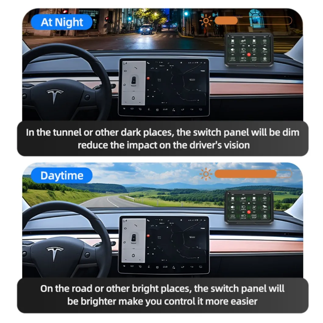 12-Gang  RGB Switch Panel (3 Colors) – Toggle Momentary  Flash Strobe Dimming, Universal for Truck/ATV/SUV/UTV/Boat