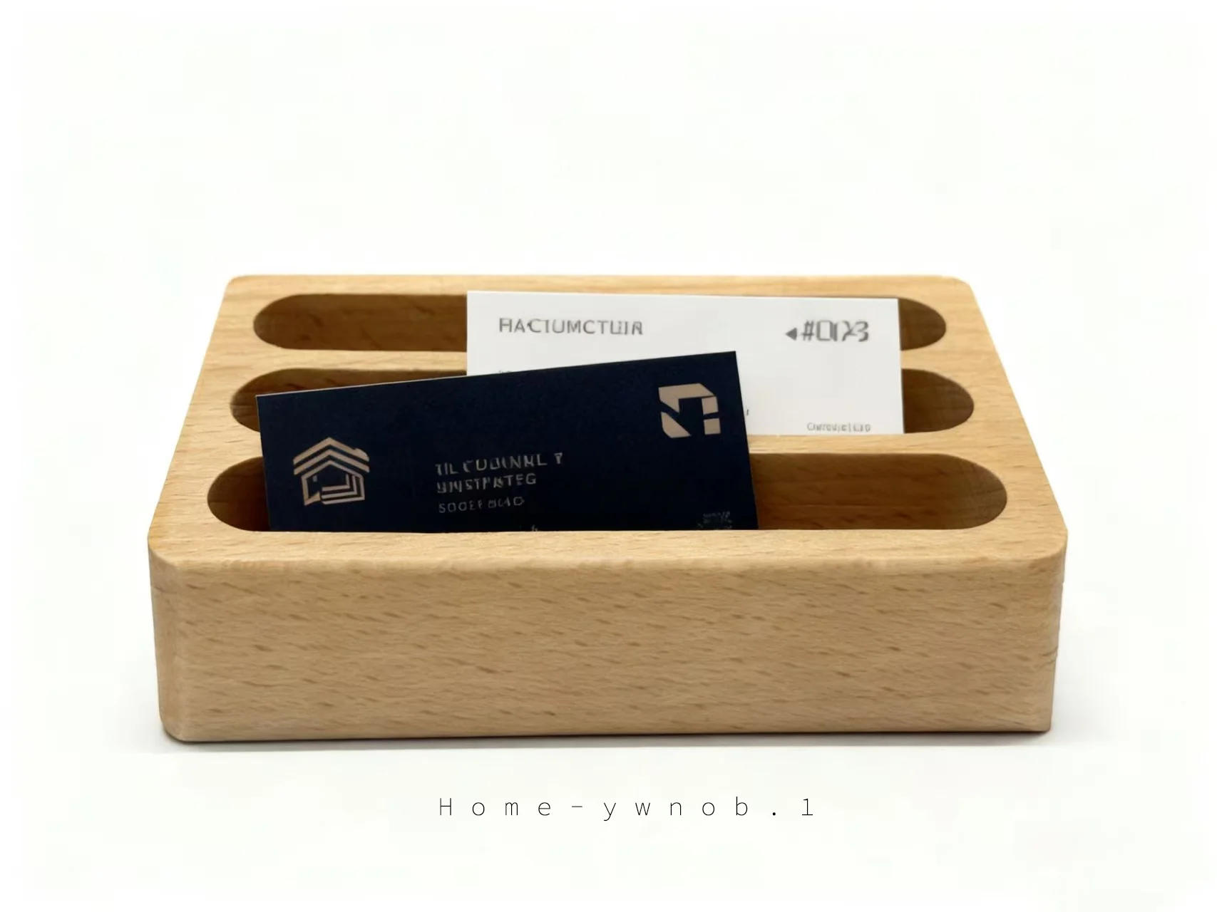 

Oak Wood 3-Grid Business Card Holder Office Desktop Organizer Eco-Friendly Solid Wood Name Card Storage Box for Desk Decoration