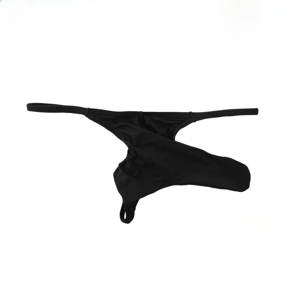 Men's Ice Silk Thong Ultra-Thin Band Comfortable G-String, Minimalist Black T-Back Mini Underwear Gays Erotic Open Butt Knickers