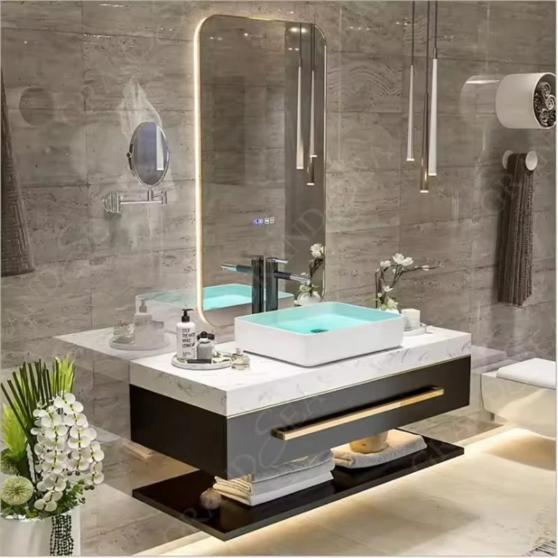 Furniture Modular Interior Bathroom Storage Furniture Waterproof Double Bowl Basin Bathroom Vanity Cabinet Customizable