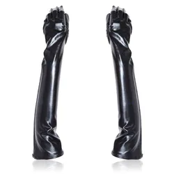 Sexy Hot Sale Faux Patent Leather Unisex Long Gloves  Latex Wet Look Night Club Patry Costumes Accessories Tight Gloves