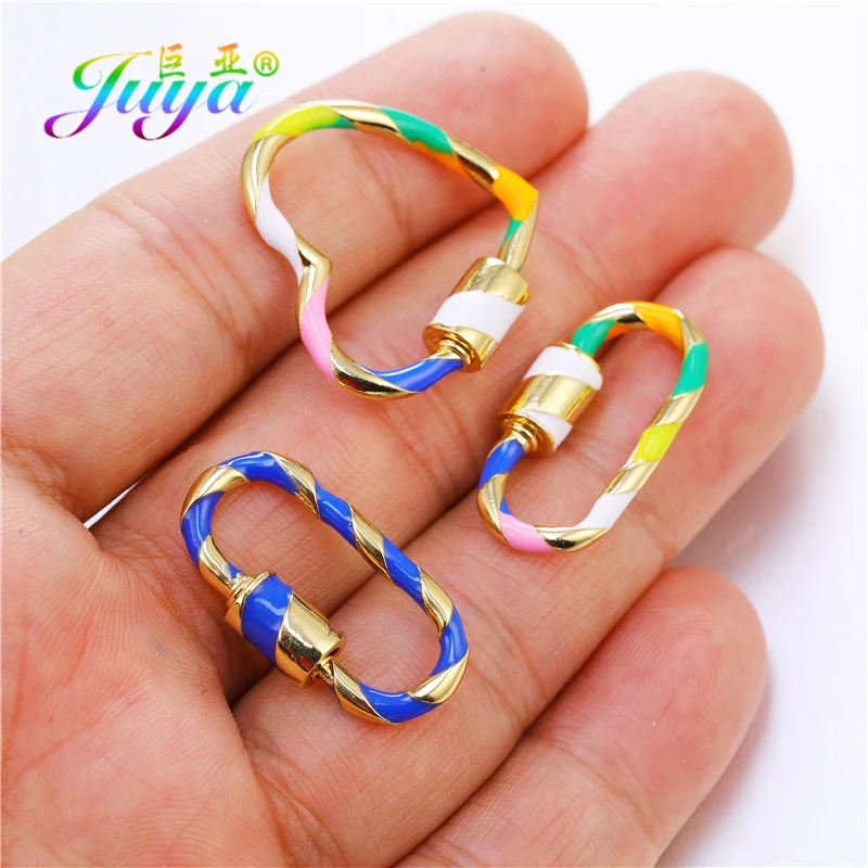 Juya 4pcs/Lot Wholesale DIY Creative Carabiner Fasteners Screw Lock Clasps Accessories For Handmade Punk Jewelry Making Supplies