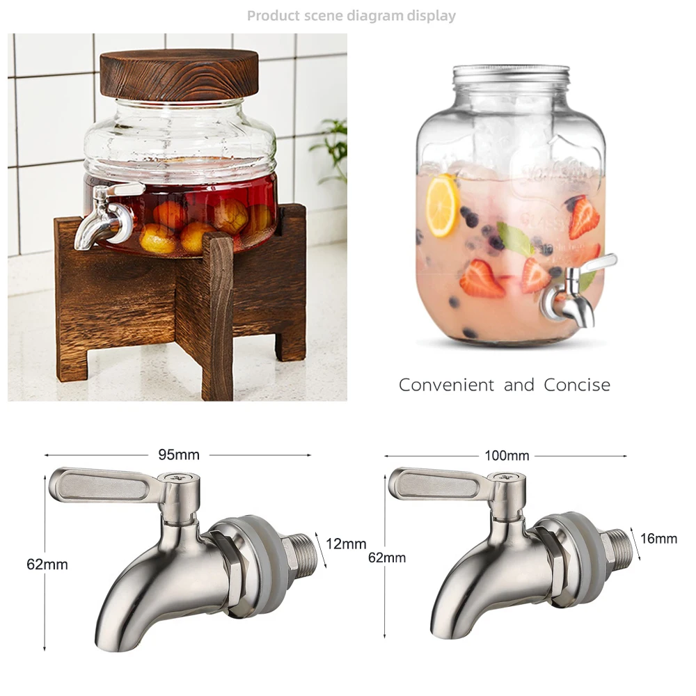 High Quality Beverage Bibcocks Tap 304SS Rose Gold Oak Wine Barrel Glass Drink Bottle Faucet Bar Coffee Juice Dispenser Taps