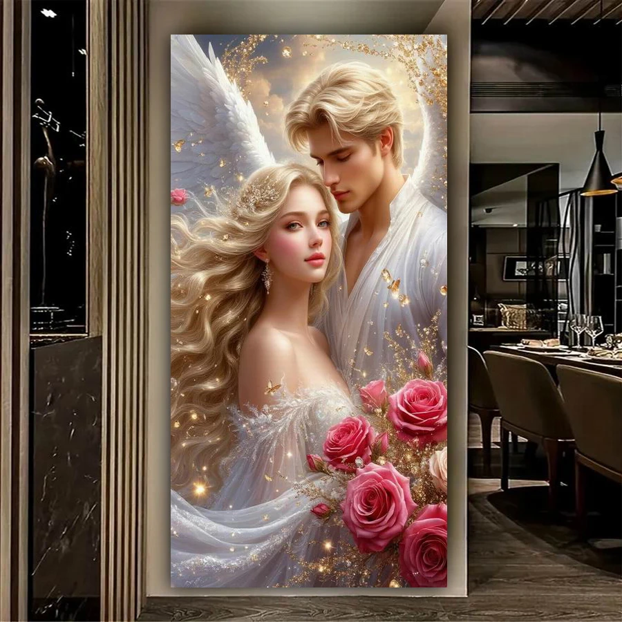 

Couple Rose Diy Diamond Arts Painting New Collection Large Size Angel Wings Full Drill Mosaic Embroidery Picture Wall Decor