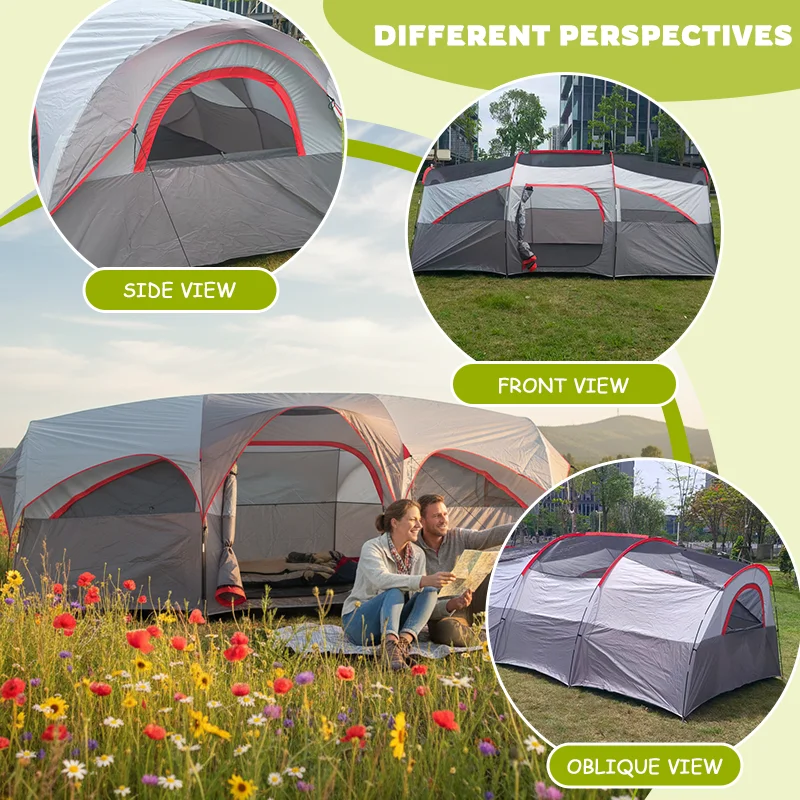Outdoor Adventure Festival - 8인용 캠핑 텐트, 메쉬 통풍구가 있는