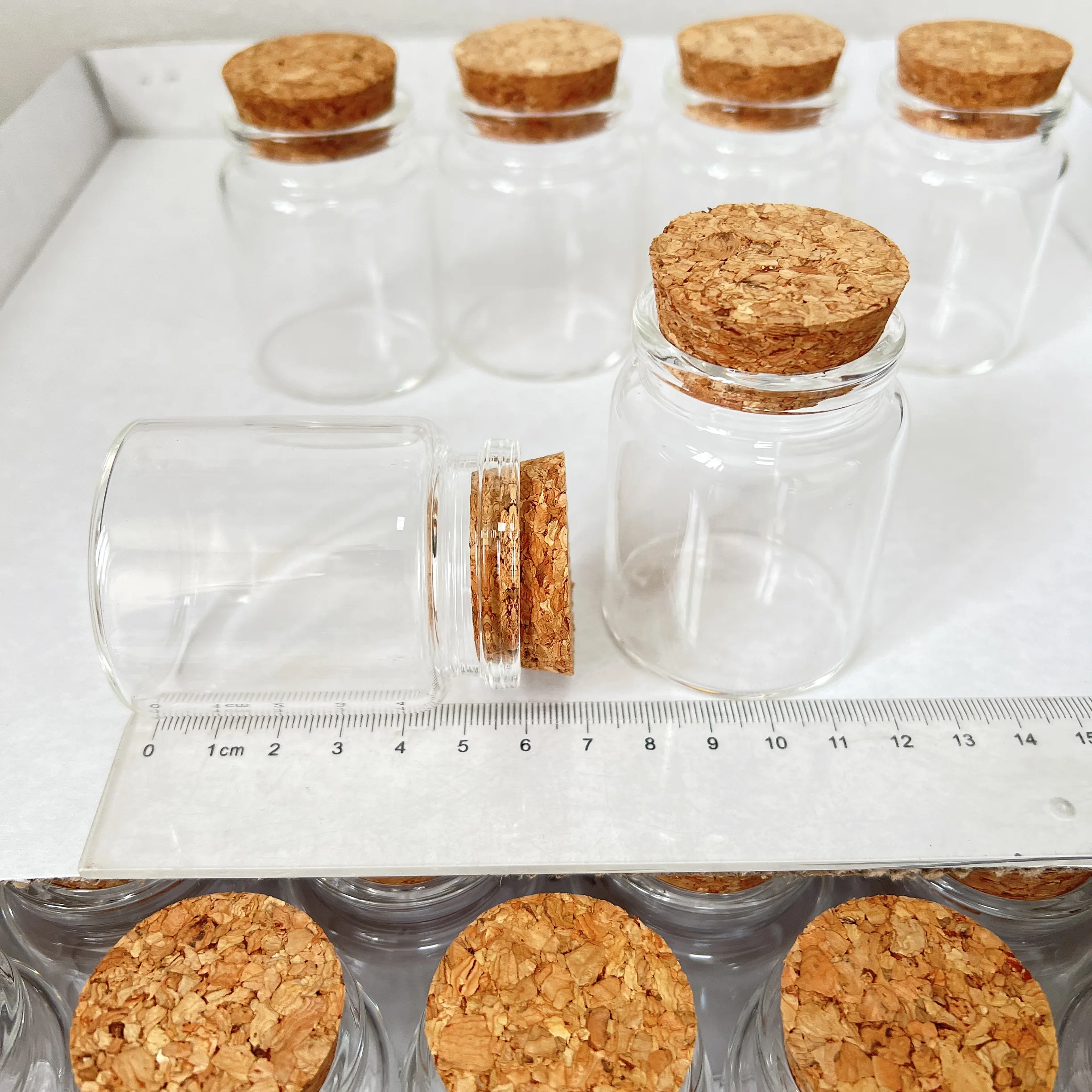 6/16 Uds. Botellas de vidrio de 60ml, tarros de especias con tapones de corcho, botellas de almacenamiento transparentes de 33 × 47 × 60mm para cocina, viales decorativos de hierbas DIY