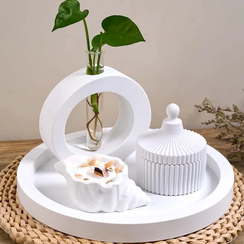 Forma silikonowa w kształcie wazonu w paski DIY Okrągła forma do odlewania Taca Pudełko na biżuterię Forma do żywicy gipsowej Pojemnik na świece Rękodzieło Dekoracja domu