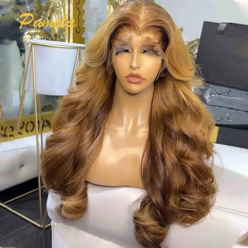 Highlight 13x6 HD Transparent Lace Frontal Human Hair Glueless Wig Pre plucked Ready To Wear Ombre 27 30 Colored Human Hair Wigs