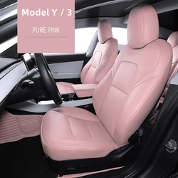 Tesla Model 3 Y Custom Fit coprisedile per auto accessori per modello Y coprisedile a 5 posti in pelle di alta qualità semitrasparente rosa