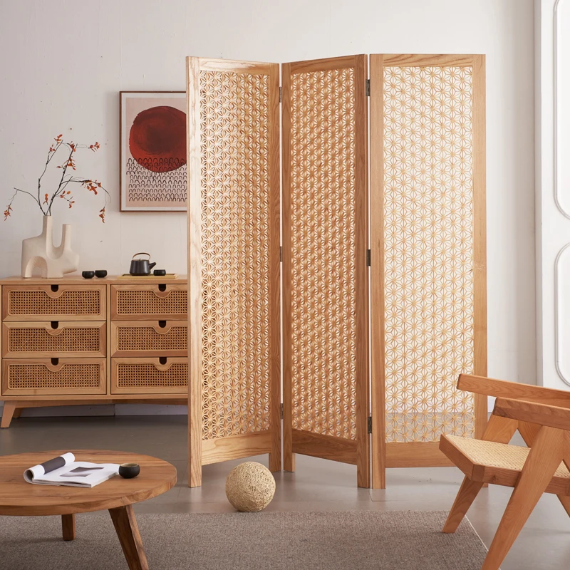 

Group fine work screen partition Internet celebrity cover home office folding mobile solid wood Japanese ins entrance screen