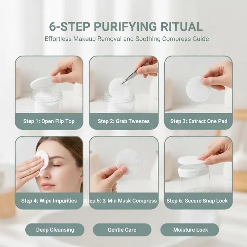 Makeup Remover Pad Empty Jar With Tweezers Dustproof Clear Round Container for Vanity Travel Cosmetic Organizer