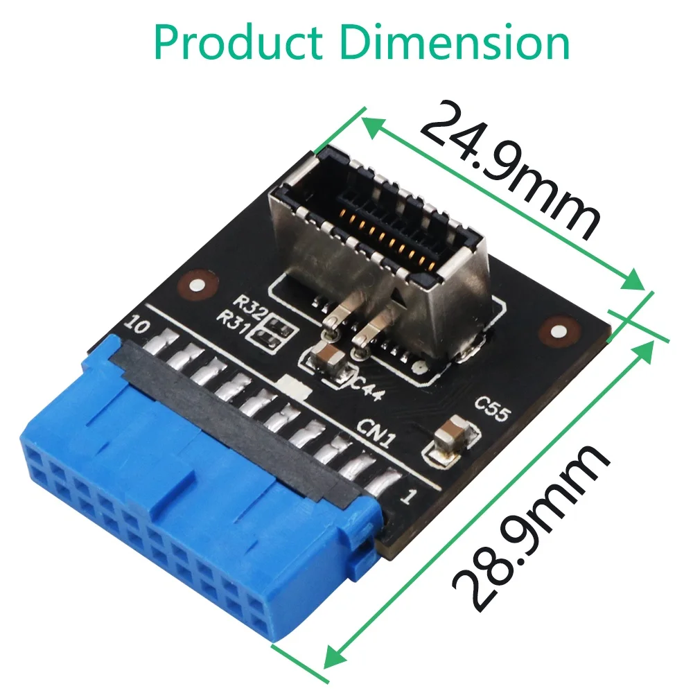 USB Header Adapter USB 3.1 Front Panel Socket Type-E to USB 3.0 Blue 20Pin Header